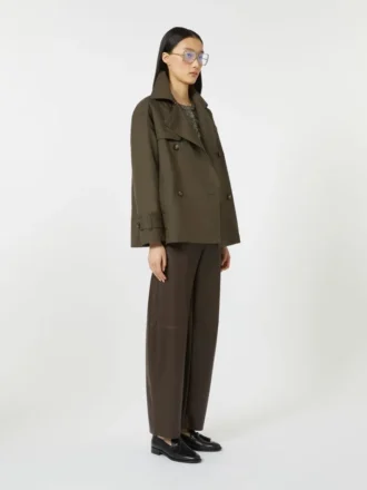 Trench-coat en coton déperlant à double boutonnage, vert