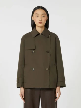 Trench-coat en coton déperlant à double boutonnage, vert