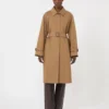 Trench-coat en coton mélangé déperlant, marron