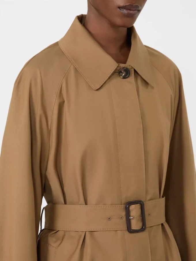 Trench-coat en coton mélangé déperlant, marron