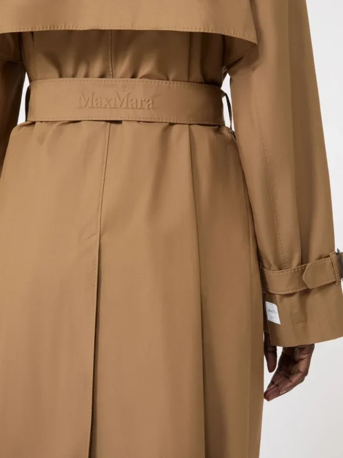 Trench-coat en coton mélangé déperlant, marron