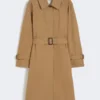 Trench-coat en coton mélangé déperlant, marron