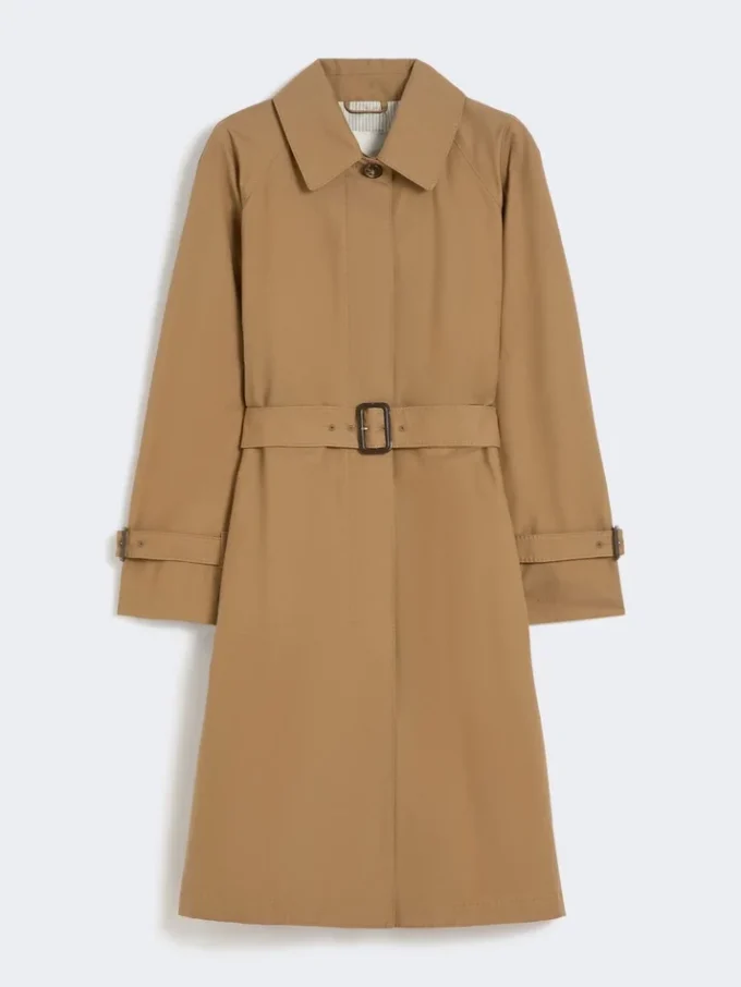 Trench-coat en coton mélangé déperlant, marron