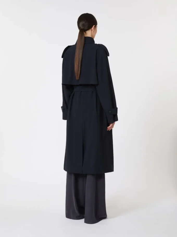 Trench-coat en gabardine de laine déperlante, bleu outremer Trench-coat en gabardine de laine déperlante, bleu outremer
