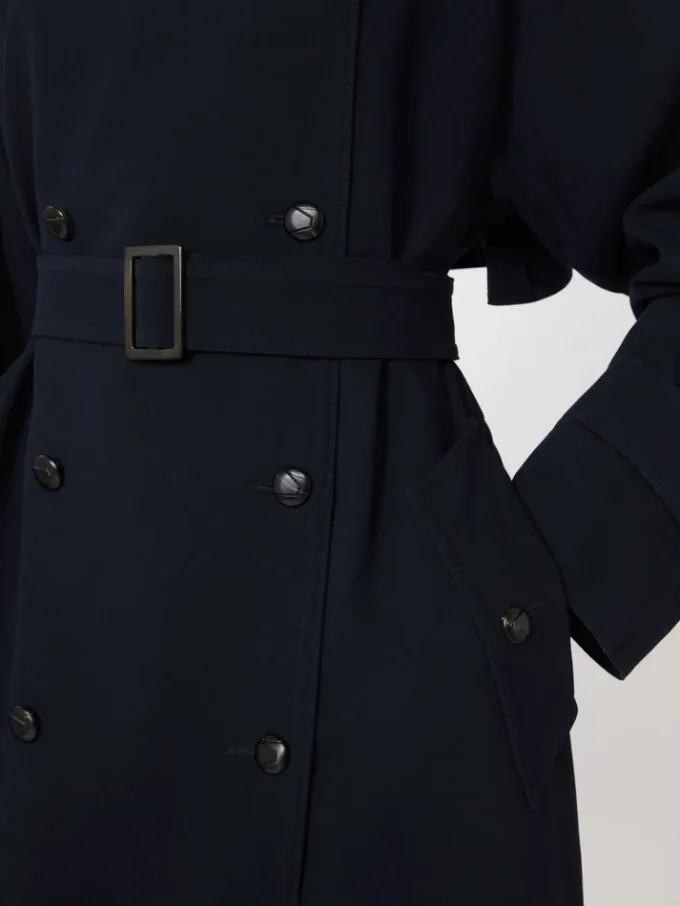 Trench-coat en gabardine de laine déperlante, bleu outremer Trench-coat en gabardine de laine déperlante, bleu outremer
