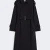 Trench-coat en gabardine de laine déperlante, bleu outremer Trench-coat en gabardine de laine déperlante, bleu outremer