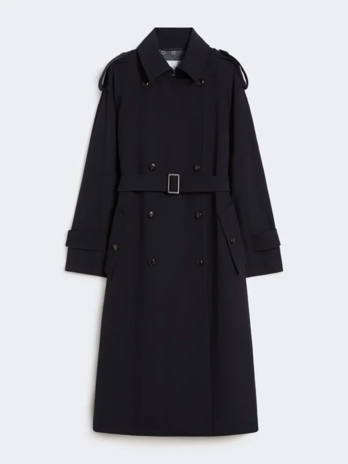 Trench-coat en gabardine de laine déperlante, bleu outremer Trench-coat en gabardine de laine déperlante, bleu outremer