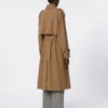 Trench-coat en gabardine de laine déperlante, marron