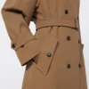 Trench-coat en gabardine de laine déperlante, marron