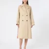 Trench-coat en gabardine hydrofuge imprimé, couleur prune Trench-coat en gabardine hydrofuge imprimé, couleur prune