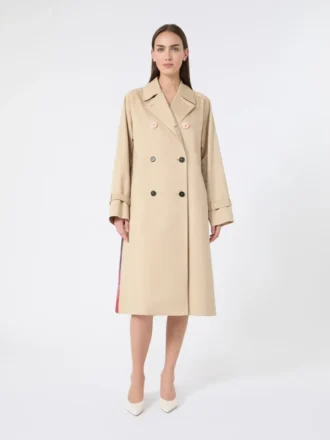 Trench-coat en gabardine hydrofuge imprimé, couleur prune Trench-coat en gabardine hydrofuge imprimé, couleur prune