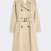Trench-coat en gabardine hydrofuge imprimé, couleur prune Trench-coat en gabardine hydrofuge imprimé, couleur prune