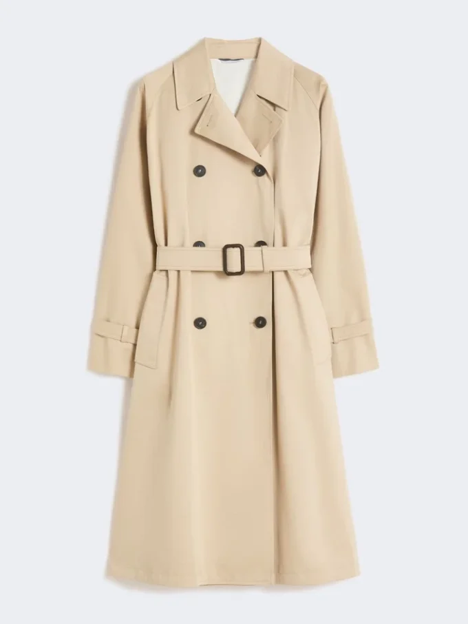 Trench-coat en gabardine hydrofuge imprimé, couleur prune Trench-coat en gabardine hydrofuge imprimé, couleur prune
