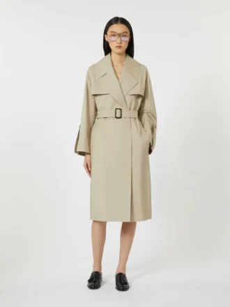 Trench-coat en sergé déperlant avec ceinture, couleur sable