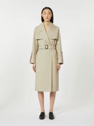 Trench-coat en sergé déperlant avec ceinture, couleur sable