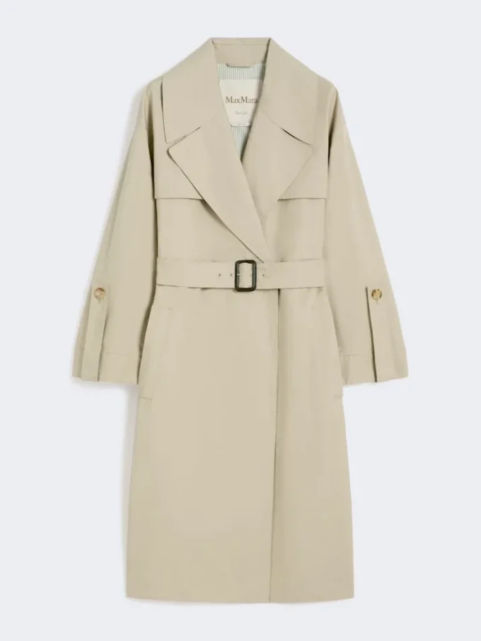 Trench-coat en sergé déperlant avec ceinture, couleur sable Trench-coat en sergé déperlant avec ceinture, couleur sable