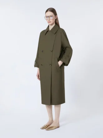 Trench-coat en sergé déperlant avec ceinture, vert Trench-coat en sergé déperlant avec ceinture, vert