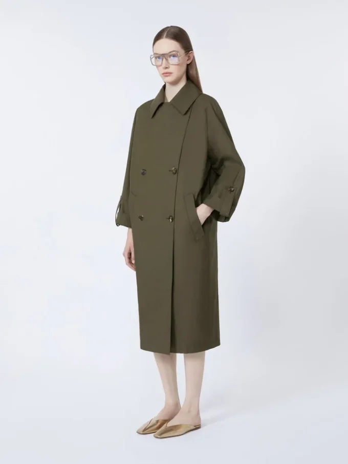 Trench-coat en sergé déperlant avec ceinture, vert Trench-coat en sergé déperlant avec ceinture, vert
