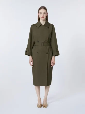 Trench-coat en sergé déperlant avec ceinture, vert Trench-coat en sergé déperlant avec ceinture, vert