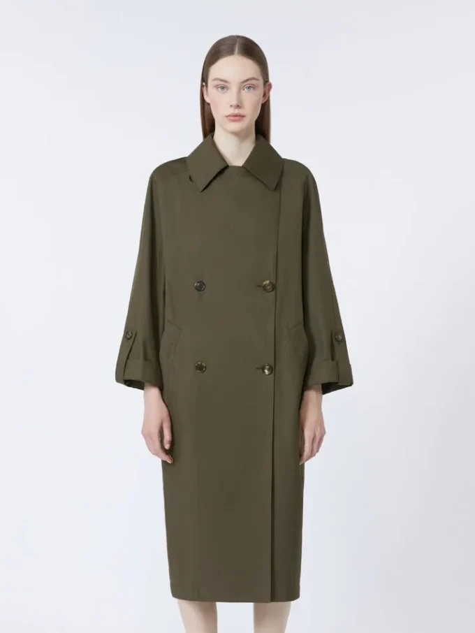 Trench-coat en sergé déperlant avec ceinture, vert Trench-coat en sergé déperlant avec ceinture, vert