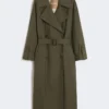 Trench-coat en sergé déperlant avec ceinture, vert Trench-coat en sergé déperlant avec ceinture, vert