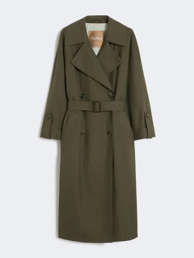 Trench-coat en sergé déperlant avec ceinture, vert Trench-coat en sergé déperlant avec ceinture, vert