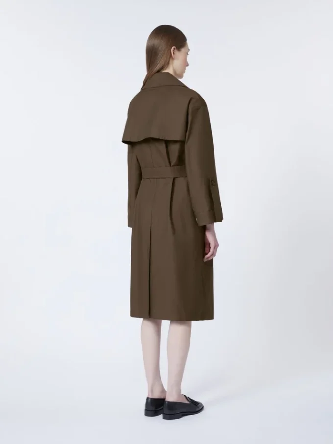 Trench-coat en sergé déperlant à ceinture, couleur chocolat Trench-coat en sergé déperlant à ceinture, couleur chocolat