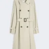 Trench-coat en sergé déperlant à double boutonnage, couleur naturelle Trench-coat en sergé déperlant à double boutonnage, couleur naturelle
