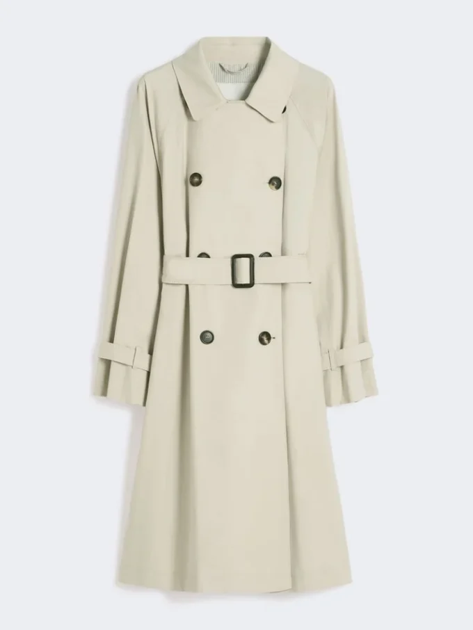 Trench-coat en sergé déperlant à double boutonnage, couleur naturelle Trench-coat en sergé déperlant à double boutonnage, couleur naturelle