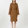 Trench-coat en sergé déperlant à double boutonnage, couleur tabac Trench-coat en sergé déperlant à double boutonnage, couleur tabac