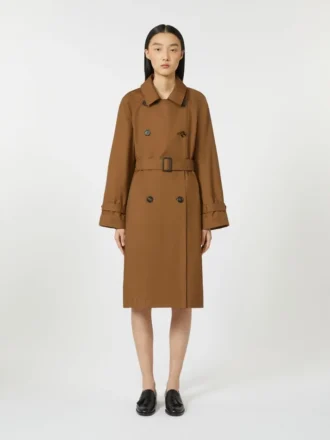 Trench-coat en sergé déperlant à double boutonnage, couleur tabac Trench-coat en sergé déperlant à double boutonnage, couleur tabac