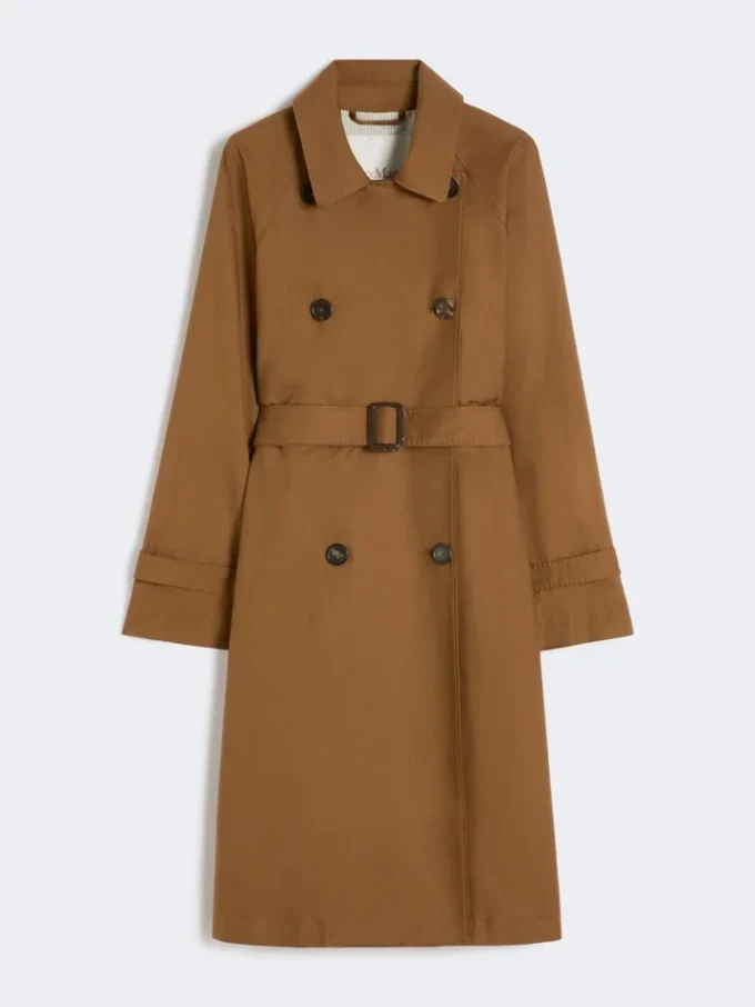 Trench-coat en sergé déperlant à double boutonnage, couleur tabac Trench-coat en sergé déperlant à double boutonnage, couleur tabac