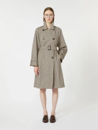 Trench-coat en sergé à motifs hydrofuge, couleur café