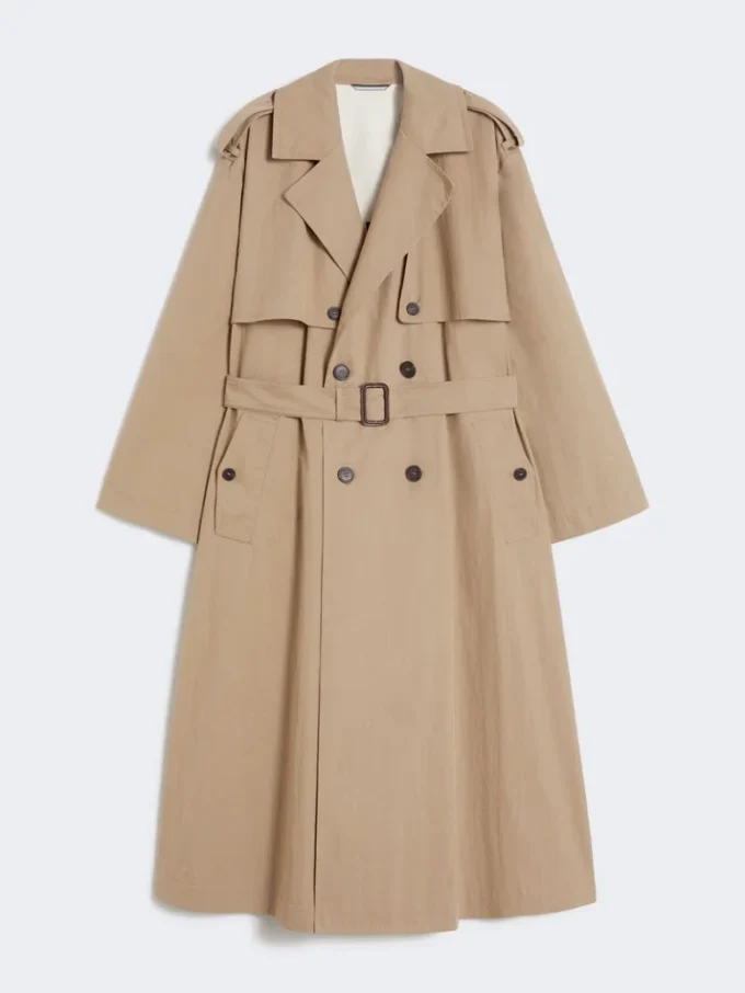 Trench-coat fluide en coton et nylon, couleur noisette Trench-coat fluide en coton et nylon, couleur noisette