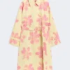 Trench-coat mi-long en gabardine imprimée hydrofuge, jaune Trench-coat mi-long en gabardine imprimée hydrofuge, jaune