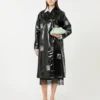 Trench-coat midi en gabardine effet vinyle, noir Trench-coat midi en gabardine effet vinyle, noir