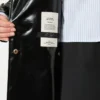 Trench-coat midi en gabardine effet vinyle, noir Trench-coat midi en gabardine effet vinyle, noir