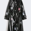 Trench-coat midi en gabardine effet vinyle, noir Trench-coat midi en gabardine effet vinyle, noir