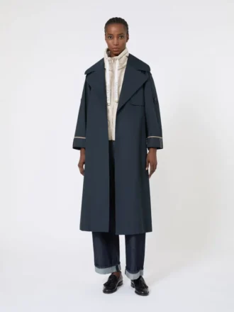 Trench-coat oversize en sergé déperlant, bleu outremer