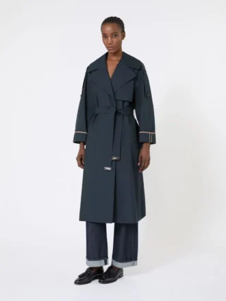 Trench-coat oversize en sergé déperlant, bleu outremer