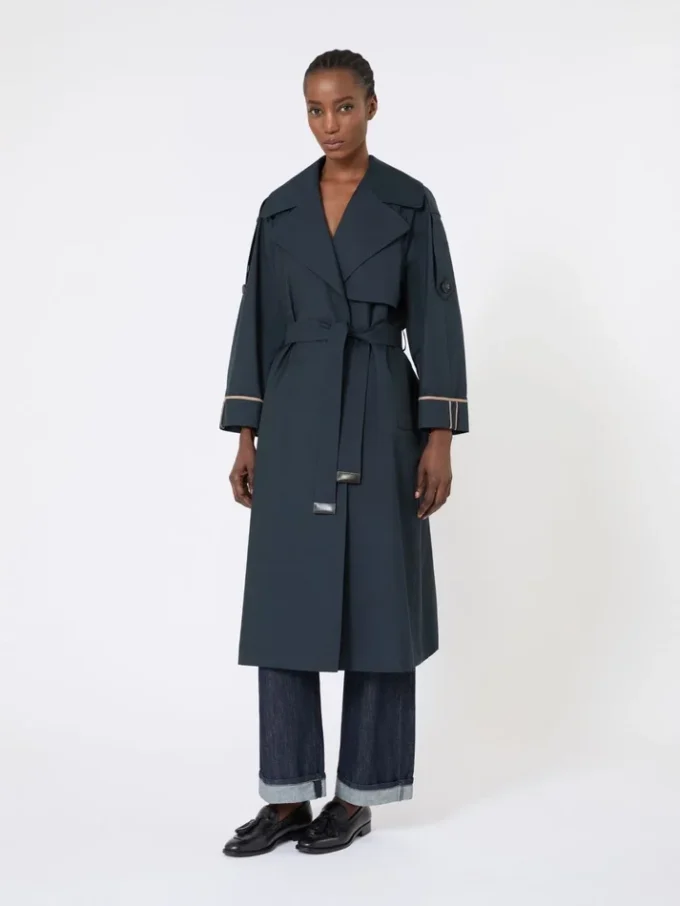Trench-coat oversize en sergé déperlant, bleu outremer Trench-coat oversize en sergé déperlant, bleu outremer