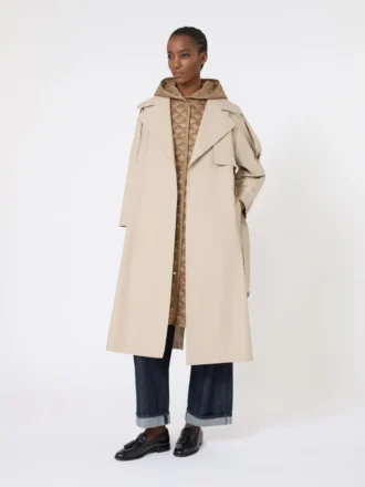 Trench-coat oversize en sergé déperlant, couleur sable