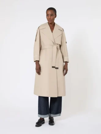 Trench-coat oversize en sergé déperlant, couleur sable