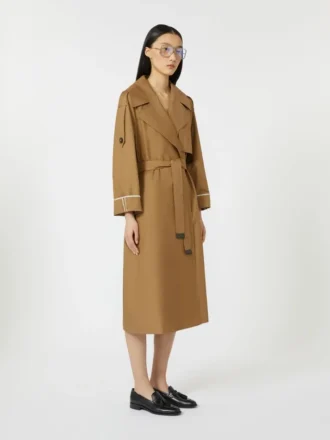 Trench-coat oversize en sergé déperlant, marron