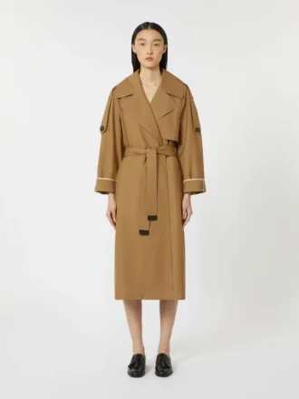 Trench-coat oversize en sergé déperlant, marron