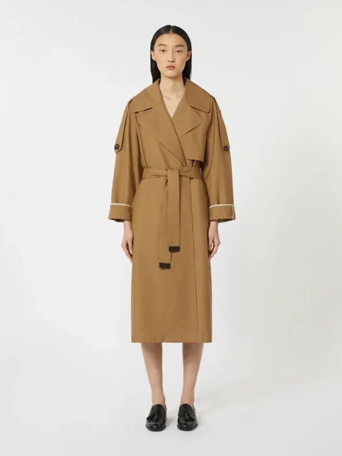 Trench-coat oversize en sergé déperlant, marron Trench-coat oversize en sergé déperlant, marron