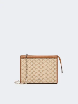Trousse extra-petite en jacquard de coton, couleur noisette