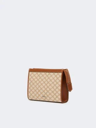 Trousse extra-petite en jacquard de coton, couleur noisette