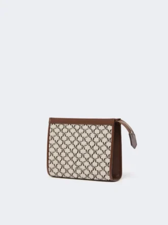 Trousse extra-petite en jacquard de coton, noire
