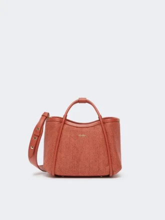 Très petit sac marin en raphia tressé, couleur terre cuite